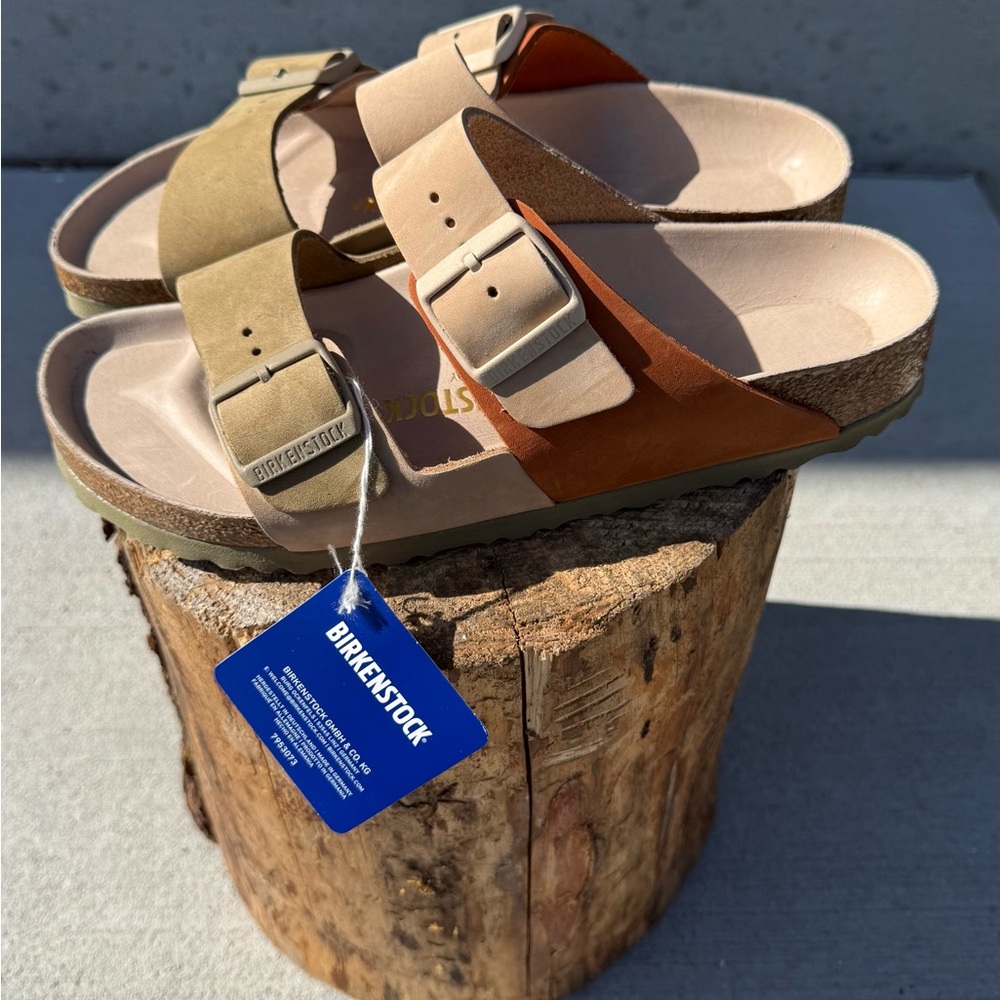 Birkenstock Women’s Two-Tone Sandals in Sandcastle/Khaki - 40, Narrow
